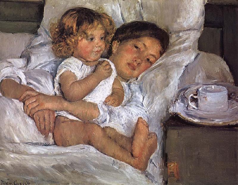 Mary Cassatt Breakfast on bed oil painting picture